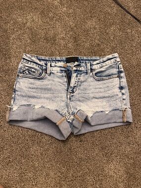 Buckle Black Denim Shorts